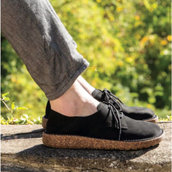 Birkenstock Gary Black Suede Classic Cork Sole Lace Up Womens 7 EUC - Picture 3 of 15